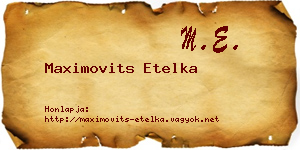 Maximovits Etelka névjegykártya